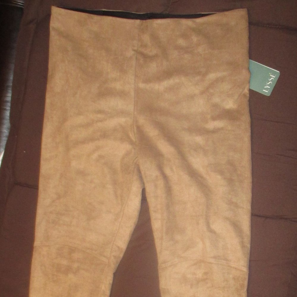 NWT Lysse Faux Suede Leggings Large Latte